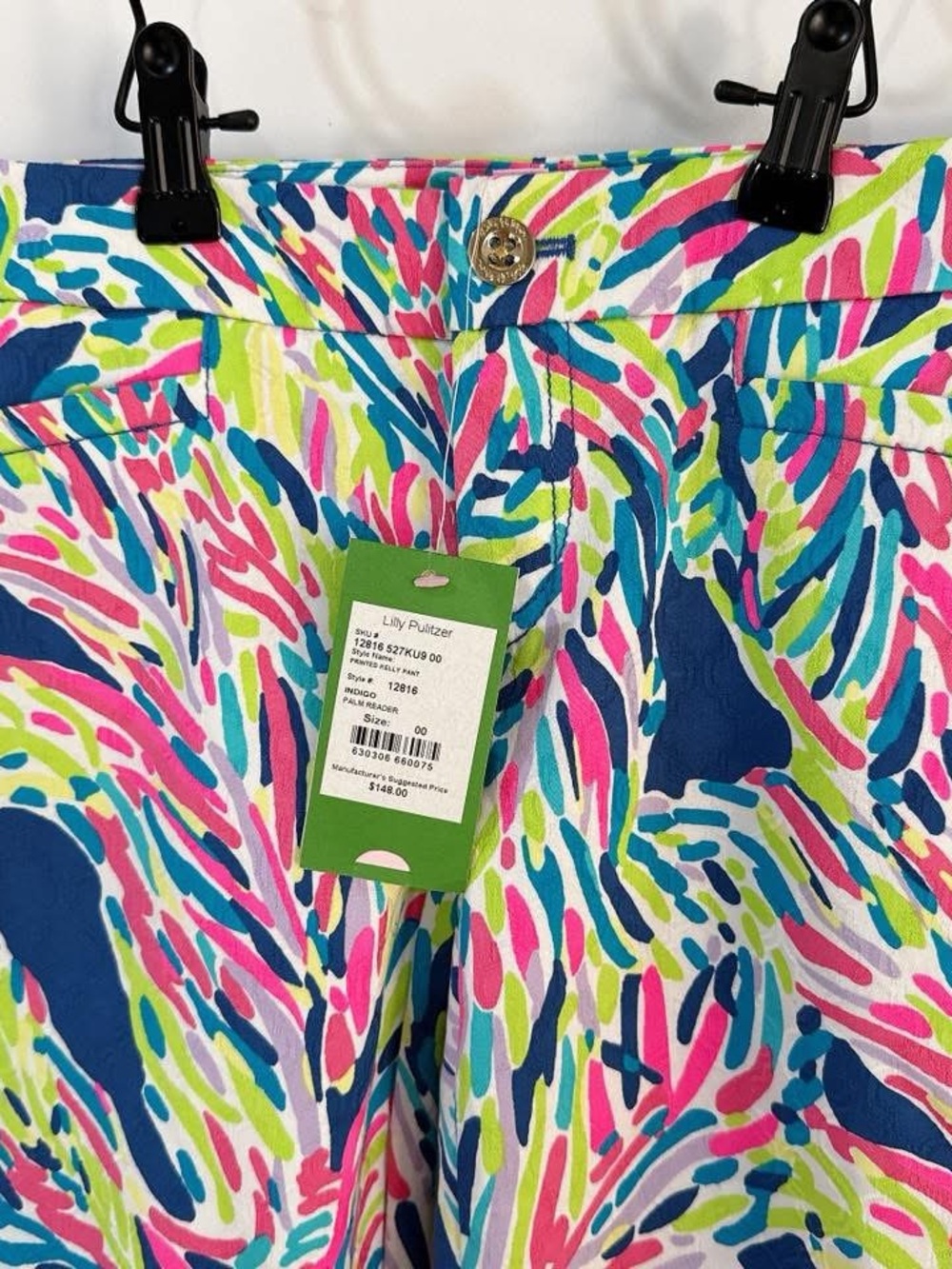 Lilly Pulitzer Kelly Textured Ankle Length Skinny Pant Indigo Palm Size 00